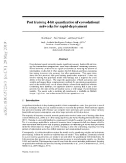 Post-training 4-bit quantization of convolution networks for
  rapid-deployment