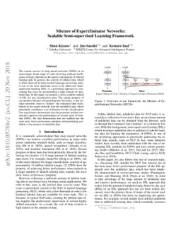 Mixture of Expert/Imitator Networks: Scalable Semi-supervised Learning
  Framework