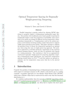 Optimal Temperature Spacing for Regionally Weight-preserving Tempering
