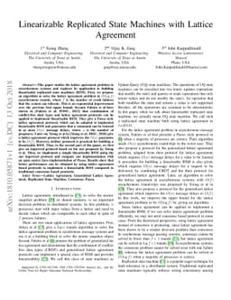 Linearizable Replicated State Machines with Lattice Agreement