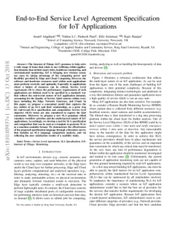 End-to-End Service Level Agreement Specification for IoT Applications