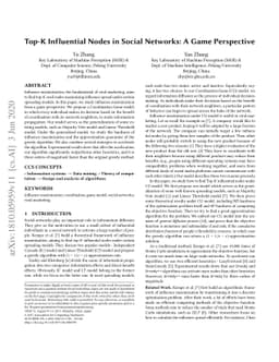 Top-K Influential Nodes in Social Networks: A Game Perspective