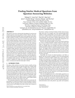 Finding Similar Medical Questions from Question Answering Websites