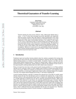 Theoretical Guarantees of Transfer Learning