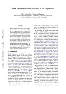 BLEU is Not Suitable for the Evaluation of Text Simplification