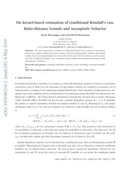 On kernel-based estimation of conditional Kendall's tau: finite-distance
  bounds and asymptotic behavior