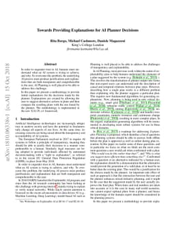 Towards Providing Explanations for AI Planner Decisions