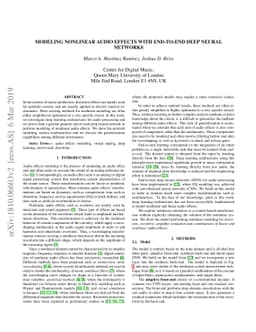 Modeling of nonlinear audio effects with end-to-end deep neural networks