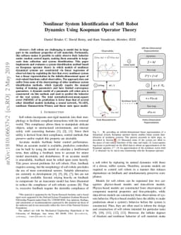 Nonlinear System Identification of Soft Robot Dynamics Using Koopman
  Operator Theory