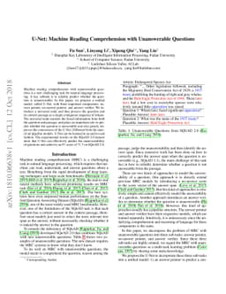 U-Net: Machine Reading Comprehension with Unanswerable Questions