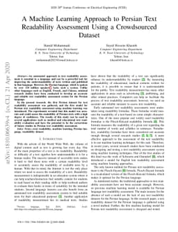 A Machine Learning Approach to Persian Text Readability Assessment Using
  a Crowdsourced Dataset
