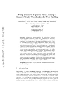 Using Sentiment Representation Learning to Enhance Gender Classification
  for User Profiling