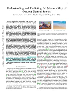 Understanding and Predicting the Memorability of Outdoor Natural Scenes