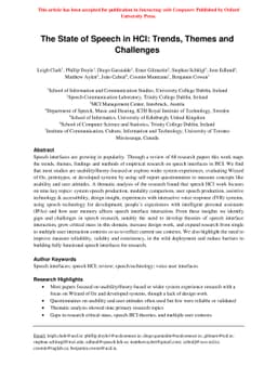 The State of Speech in HCI: Trends, Themes and Challenges