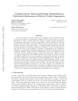 Catching Cheats: Detecting Strategic Manipulation in Distributed
  Optimisation of Electric Vehicle Aggregators