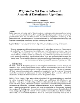 Why We Do Not Evolve Software? Analysis of Evolutionary Algorithms