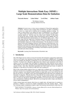 Multiple Interactions Made Easy (MIME): Large Scale Demonstrations Data
  for Imitation