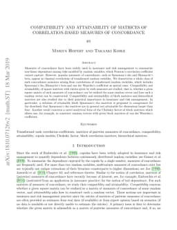 Compatibility and attainability of matrices of correlation-based
  measures of concordance