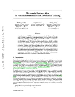 Metropolis-Hastings view on variational inference and adversarial
  training