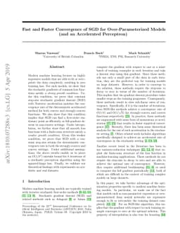 Fast and Faster Convergence of SGD for Over-Parameterized Models and an
  Accelerated Perceptron