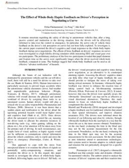 The Effect of Whole-Body Haptic Feedback on Driver's Perception in
  Negotiating a Curve