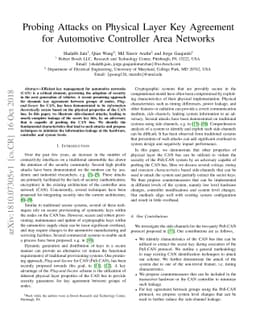 Probing Attacks on Physical Layer Key Agreement for Automotive
  Controller Area Networks (Extended Version)