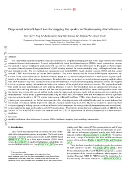 Deep neural network based i-vector mapping for speaker verification
  using short utterances