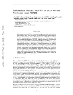 Progressive Weight Pruning of Deep Neural Networks using ADMM