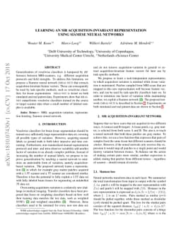 Learning an MR acquisition-invariant representation using Siamese neural
  networks