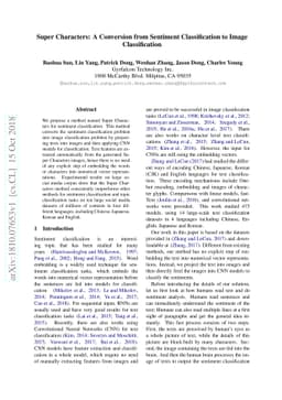 Super Characters: A Conversion from Sentiment Classification to Image
  Classification