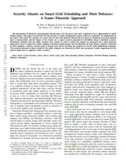 Security Attacks on Smart Grid Scheduling and Their Defences: A
  Game-Theoretic Approach