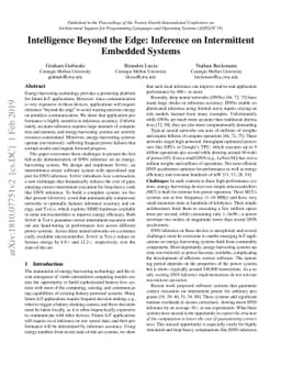 Intelligence Beyond the Edge: Inference on Intermittent Embedded Systems