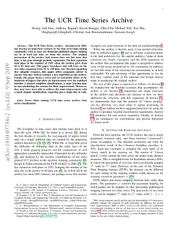 The UCR Time Series Archive