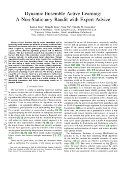 Dynamic Ensemble Active Learning: A Non-Stationary Bandit with Expert
  Advice