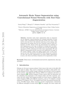 Automatic Brain Tumor Segmentation using Convolutional Neural Networks
  with Test-Time Augmentation
