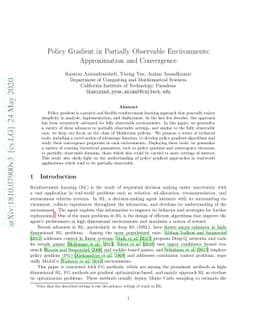 Policy Gradient in Partially Observable Environments: Approximation and
  Convergence