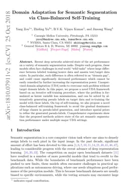 Domain Adaptation for Semantic Segmentation via Class-Balanced
  Self-Training