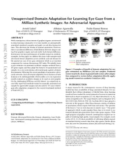 Unsupervised Domain Adaptation for Learning Eye Gaze from a Million
  Synthetic Images: An Adversarial Approach