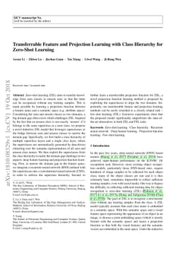 Transferrable Feature and Projection Learning with Class Hierarchy for
  Zero-Shot Learning