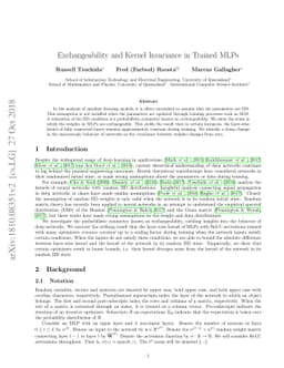 Exchangeability and Kernel Invariance in Trained MLPs