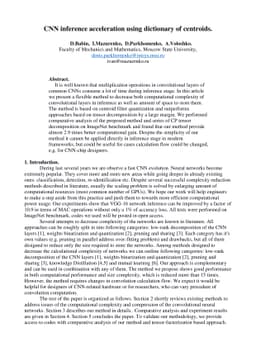 CNN inference acceleration using dictionary of centroids