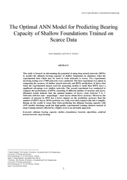 The Optimal ANN Model for Predicting Bearing Capacity of Shallow
  Foundations Trained on Scarce Data