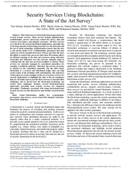 Security Services Using Blockchains: A State of the Art Survey