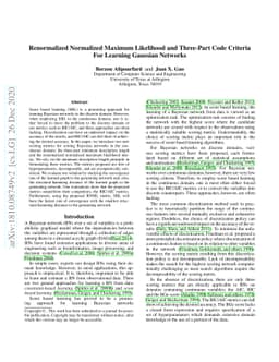 Renormalized Normalized Maximum Likelihood and Three-Part Code Criteria
  For Learning Gaussian Networks