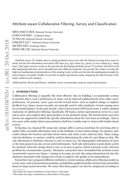 Attribute-aware Collaborative Filtering: Survey and Classification