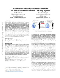 Autonomous Self-Explanation of Behavior for Interactive Reinforcement
  Learning Agents