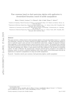 Pose consensus based on dual quaternion algebra with application to
  decentralized formation control of mobile manipulators