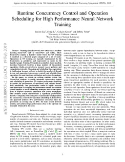 Runtime Concurrency Control and Operation Scheduling for High
  Performance Neural Network Training