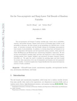 On the Non-asymptotic and Sharp Lower Tail Bounds of Random Variables