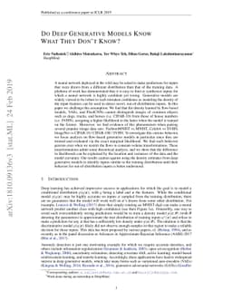 Do Deep Generative Models Know What They Don't Know?